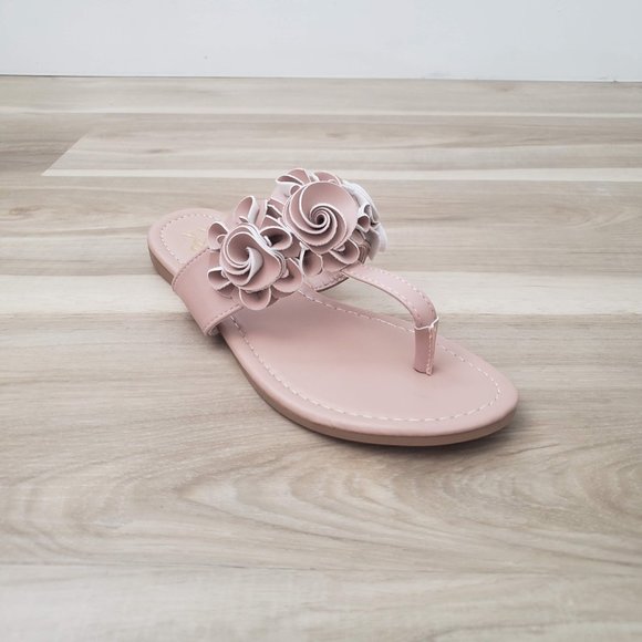 New York & Company Liana Flower Design Flip-Flops Thong Sandals Nude Pink Size 8 - Picture 3 of 10